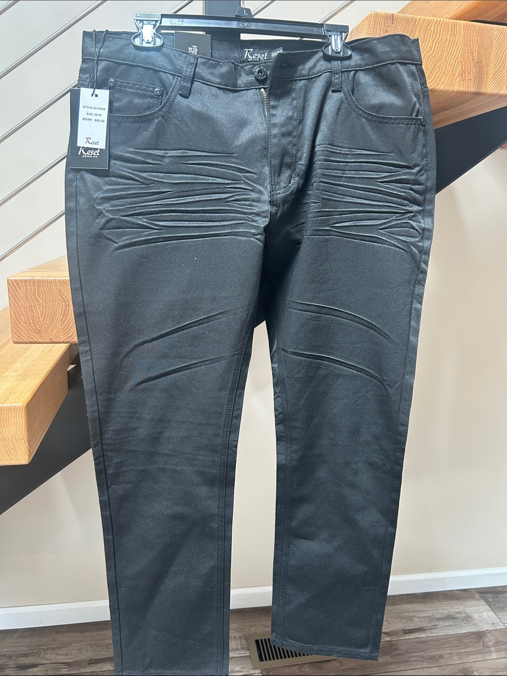 The Reset Black Slim Moto-Detail Jeans